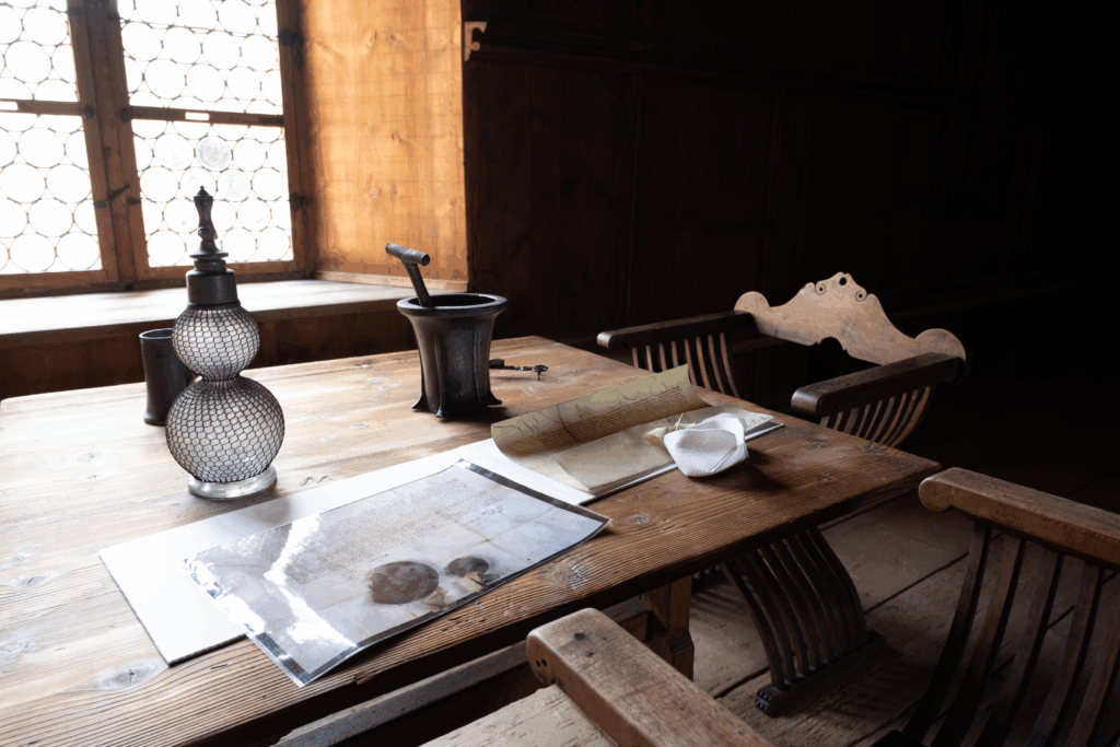 Arbeiten im Archiv von Schloss Tratzberg